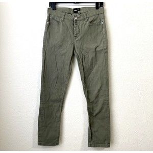 Asos Mens Jeans Size 30 Green Button Fly Slim Leg